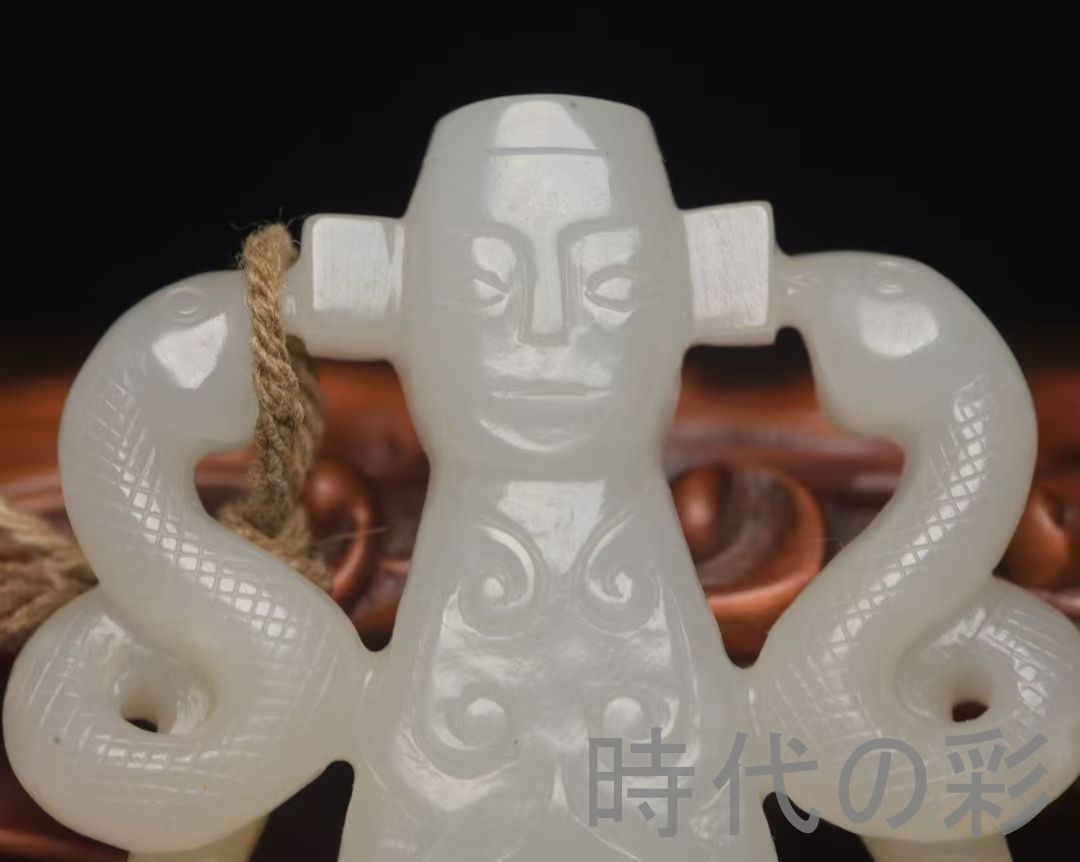 中国古美術『和田玉 貴人佩 5.5cm』純手作り 原石 根付 時代物 白玉