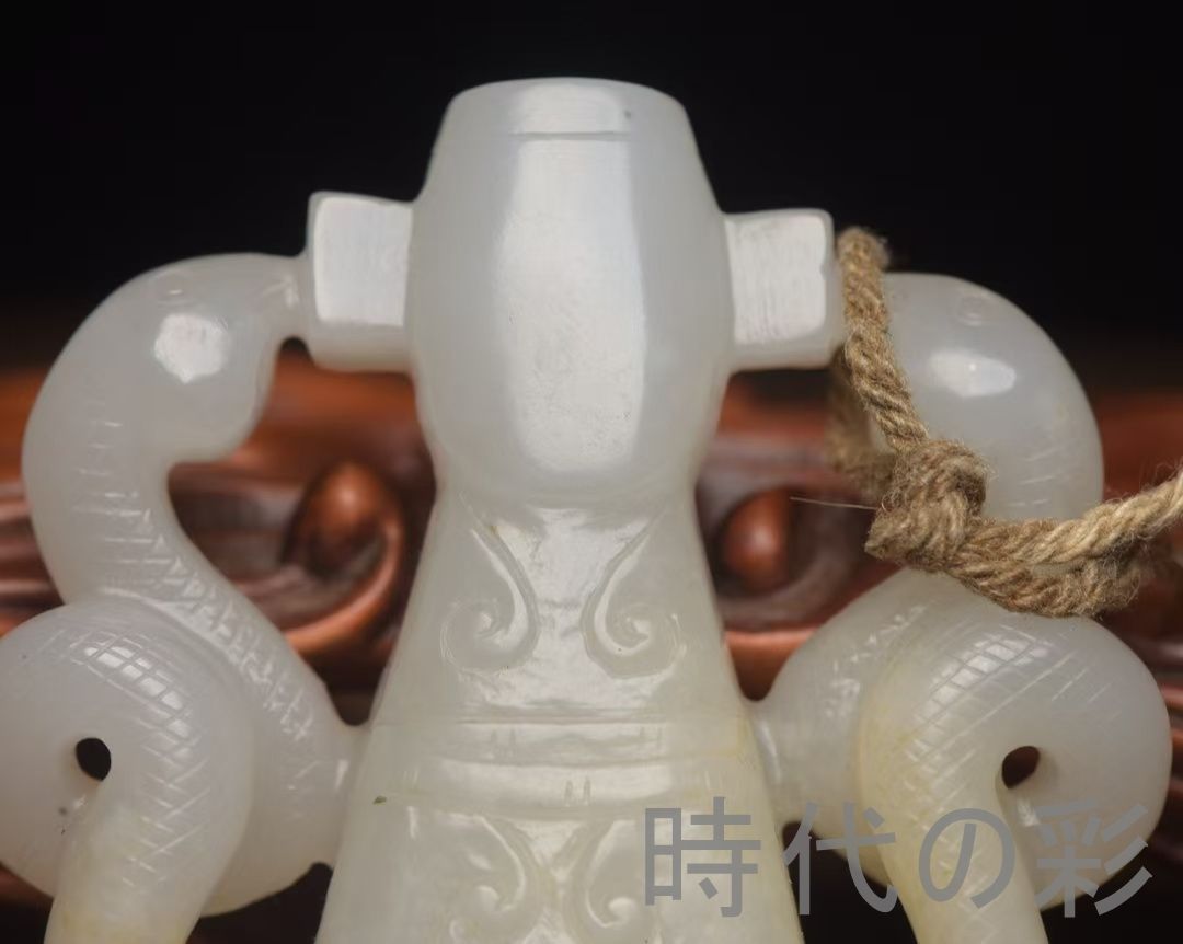 中国古美術『和田玉 貴人佩 5.5cm』純手作り 原石 根付 時代物 白玉