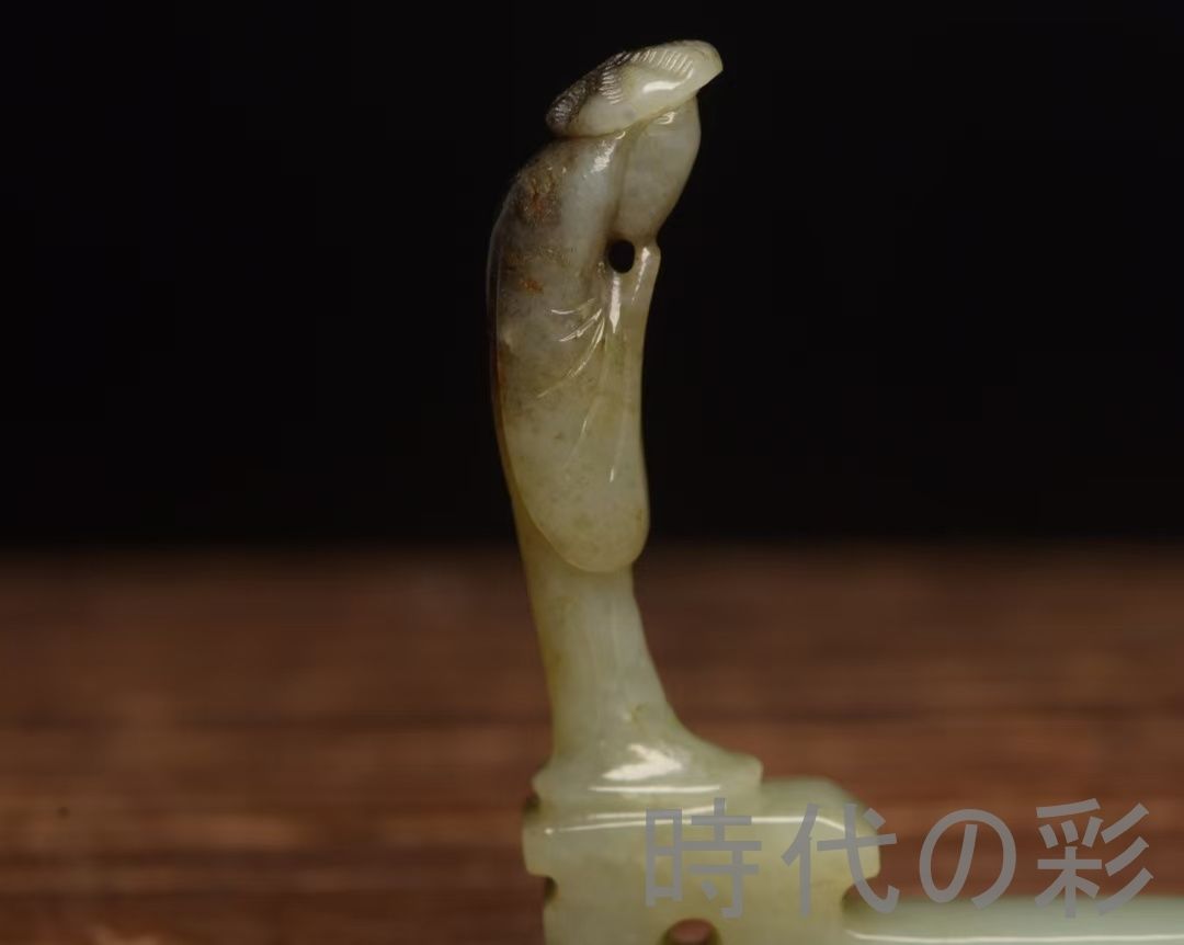 中国古美術『和田玉 香插 8.1cm』純手作り 原石 根付 時代物 白玉 和田