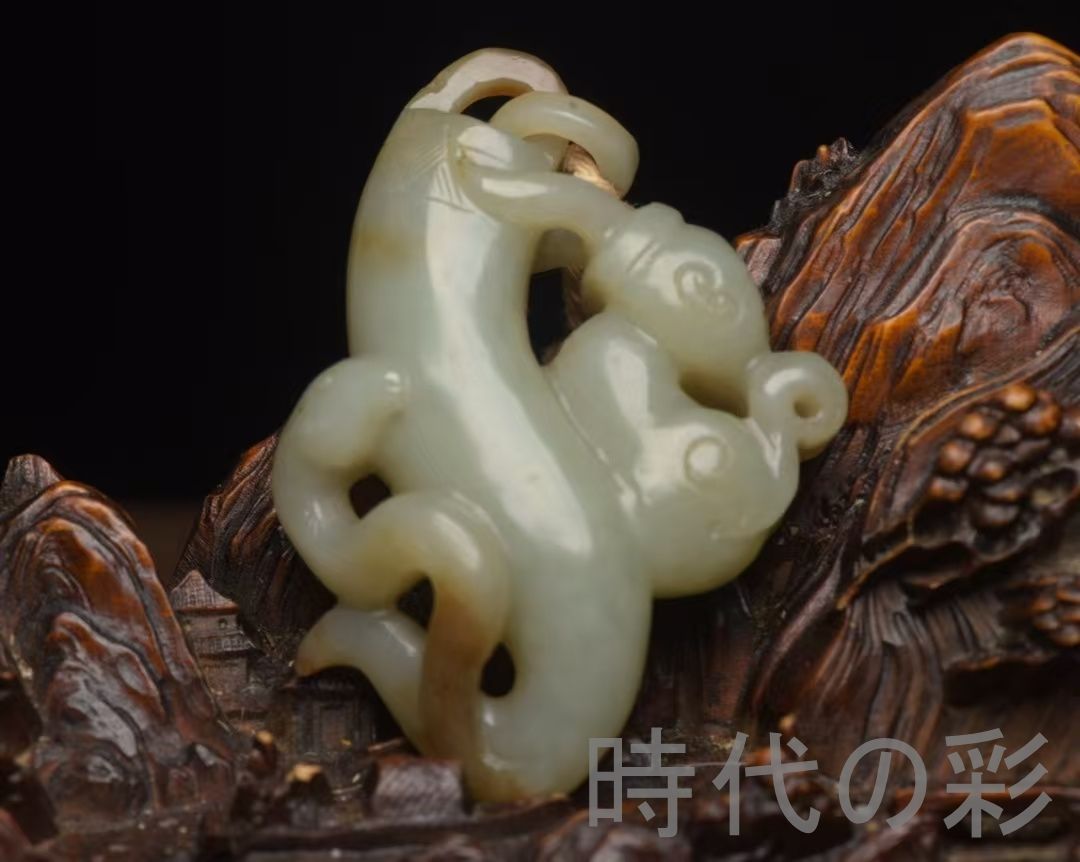 中国古美術『和田玉 貴人佩 7.1cm』純手作り 原石 根付 時代物 白玉