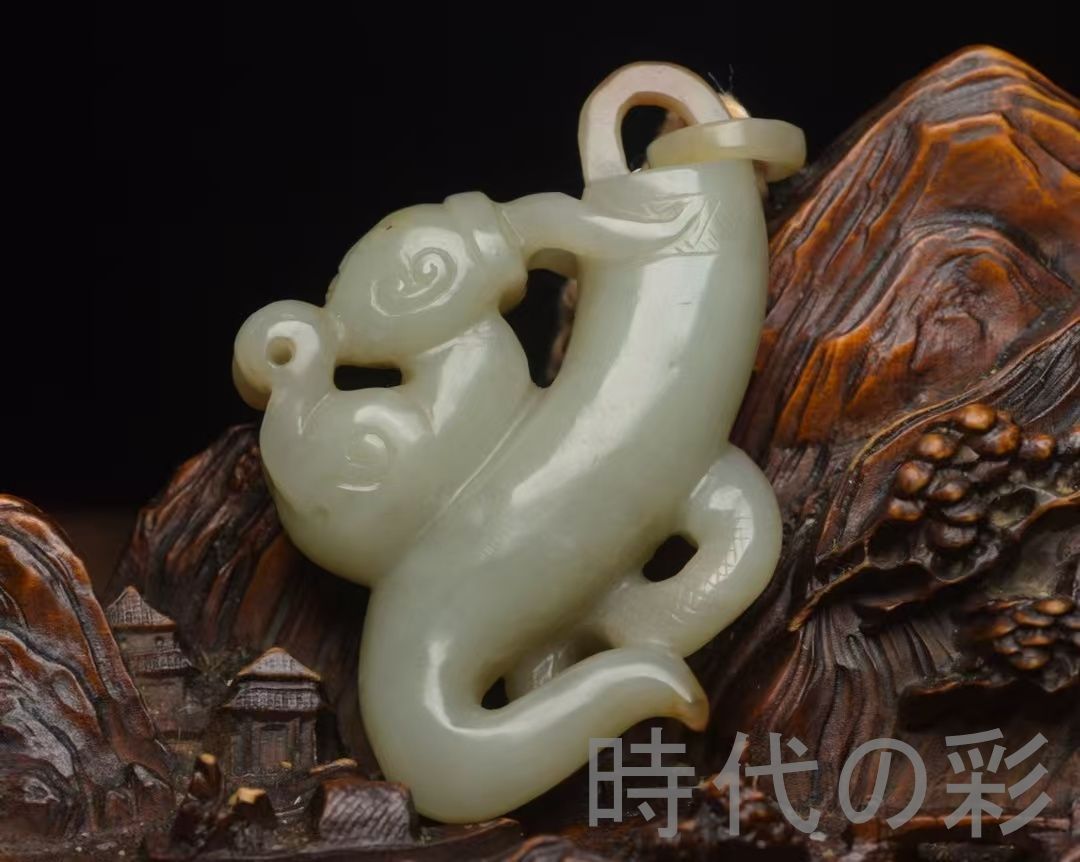 中国古美術『和田玉 貴人佩 7.1cm』純手作り 原石 根付 時代物 白玉