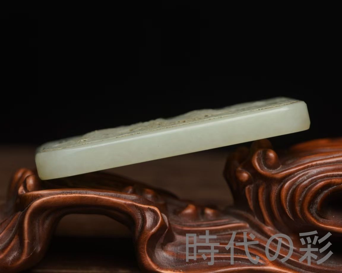 中国骨董 本物和田玉 子石 撒金皮 浮彫 清代 和合二仙紋 子岡牌 根付 玉佩 中国古美術『和田玉 龍牌 7.0cm』純手作り 原石 根付 時代物 白玉 和田