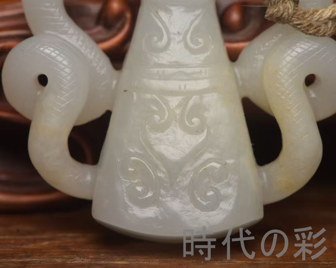 中国古美術『和田玉 貴人佩 5.5cm』純手作り 原石 根付 時代物 白玉