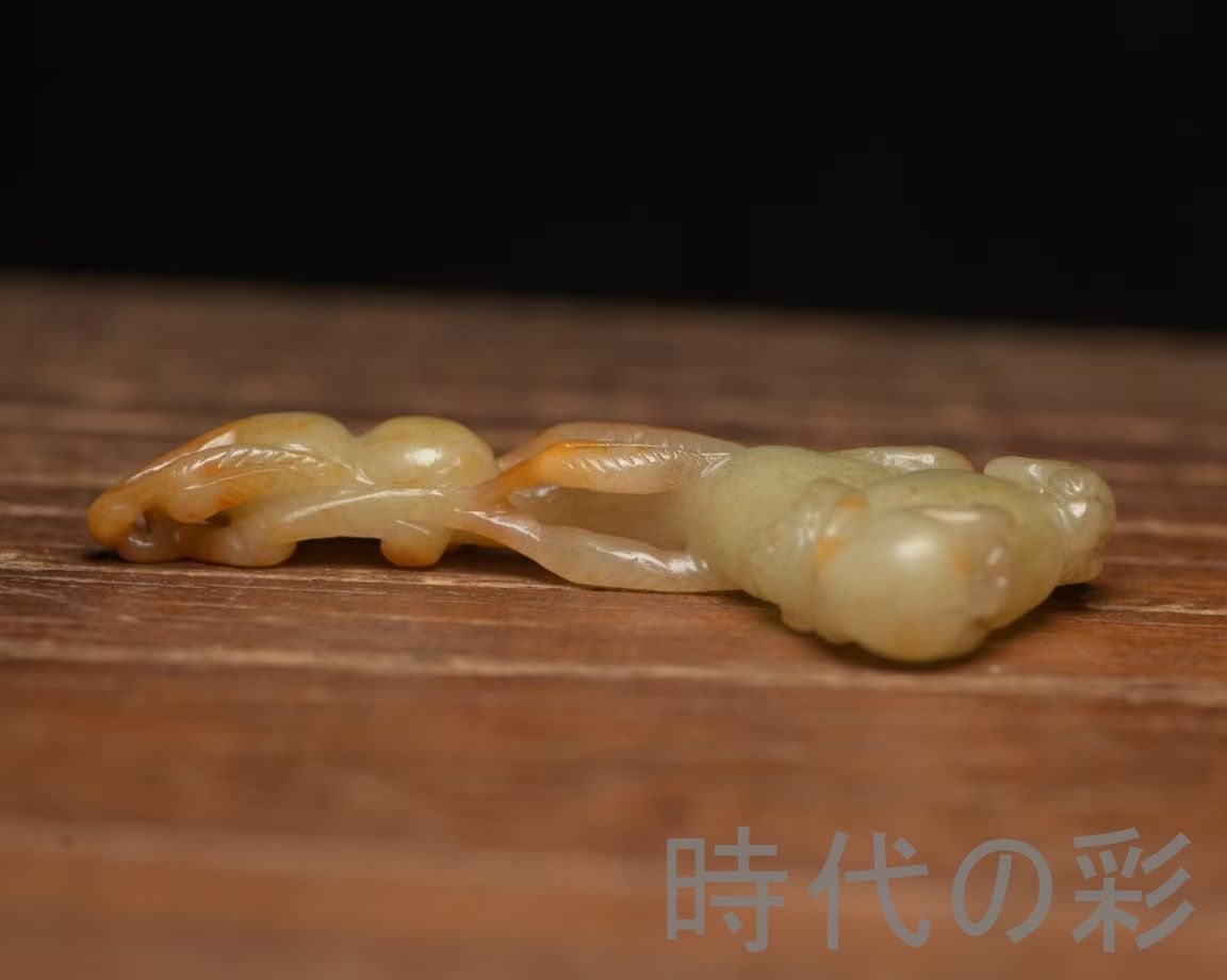 中国古美術『和田玉 葫芦彫刻細工 8.8cm』純手作り 原石 根付 時代物