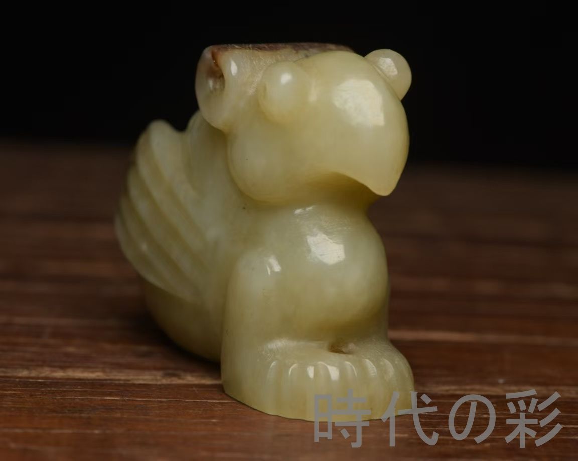 中国古美術『和田玉 玉佩 6.3cm』純手作り 原石 根付 時代物 白玉 和田