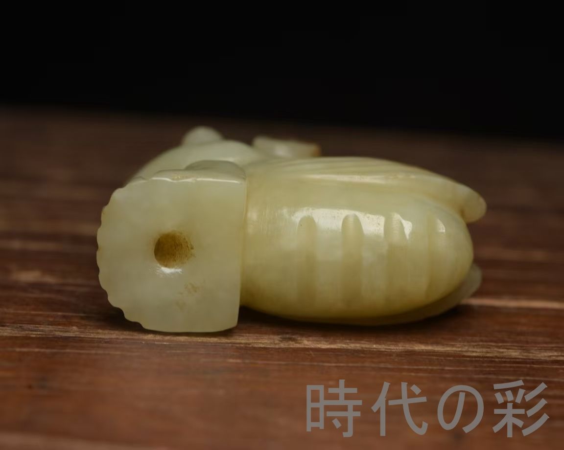 中国古美術『和田玉 玉佩 6.3cm』純手作り 原石 根付 時代物 白玉 和田