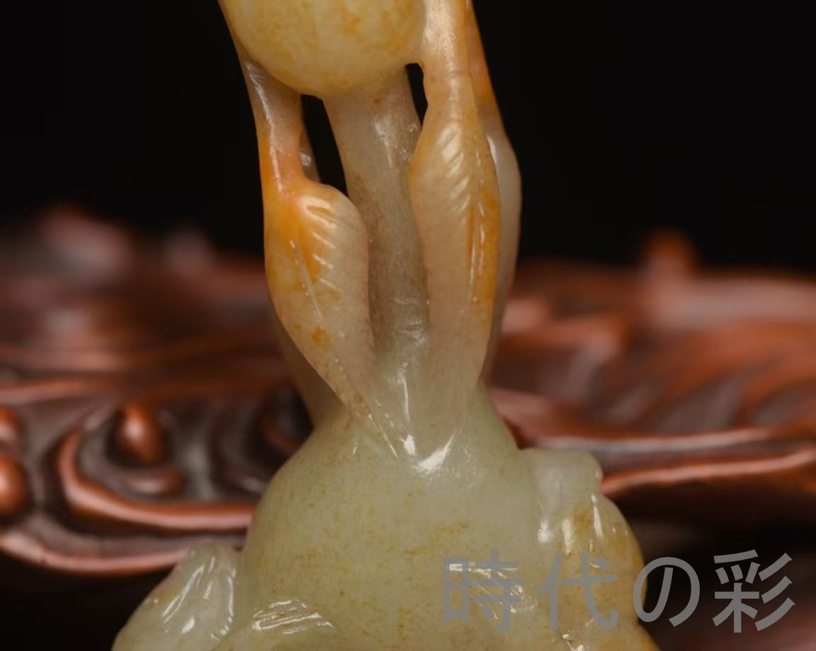 和田玉水孟　幅約6.5㎝　古玉彫刻 花彫紋 細工 書道具 唐物 中国美術 古玩 中国古美術『和田玉 葫芦彫刻細工 8.8cm』純手作り 原石 根付 時代物