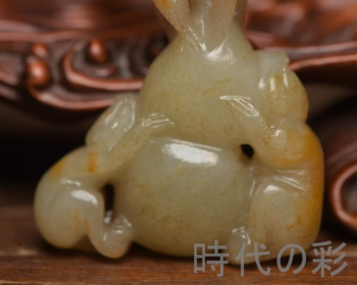 中国古美術『和田玉 葫芦彫刻細工 8.8cm』純手作り 原石 根付 時代物