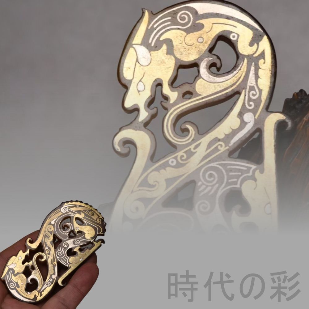 中国古美術『和田玉 描金龍牌 8.8cm』純手作り 原石 根付 時代物 白玉