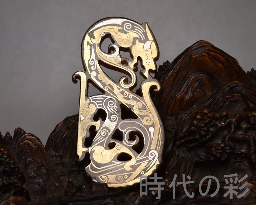 中国古美術『和田玉 描金龍牌 8.8cm』純手作り 原石 根付 時代物 白玉