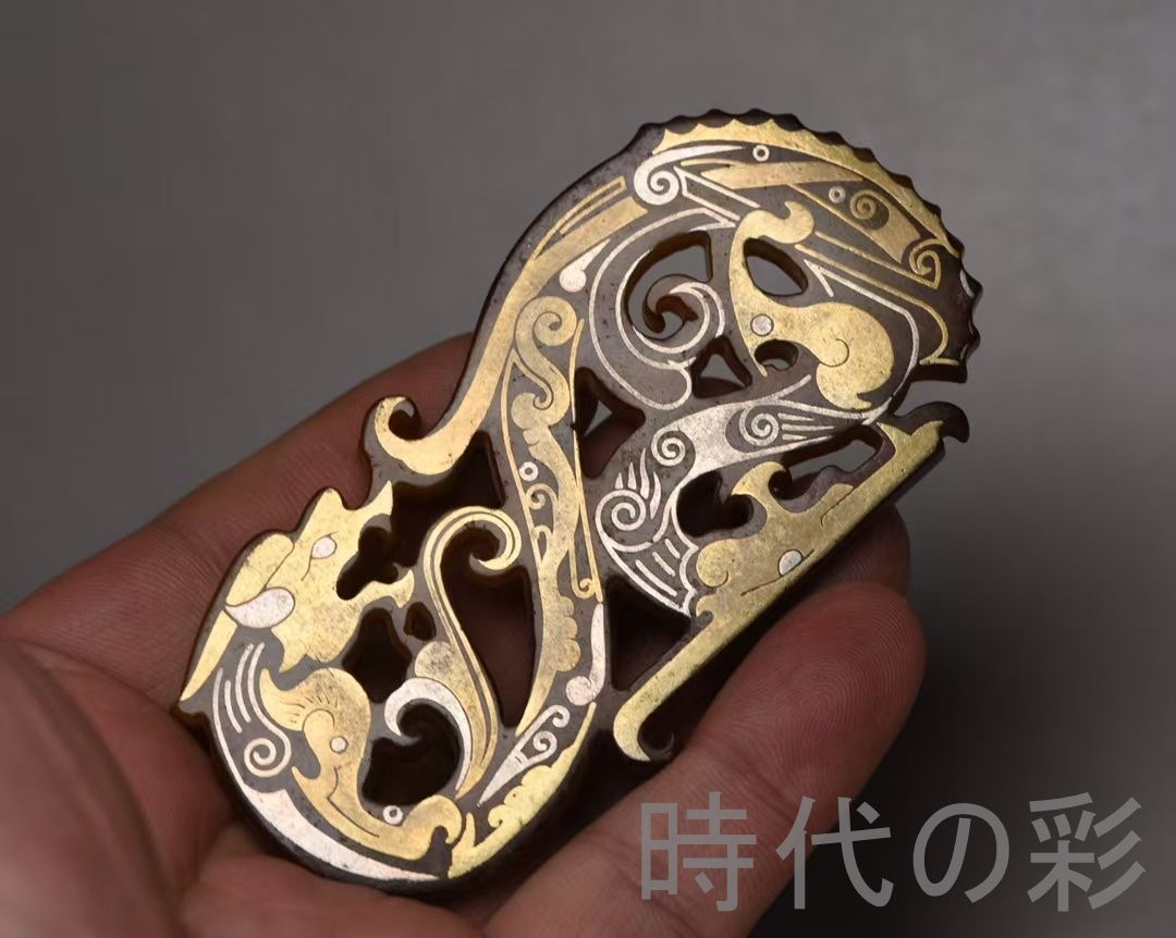 中国古美術『和田玉 描金龍牌 8.8cm』純手作り 原石 根付 時代物 白玉