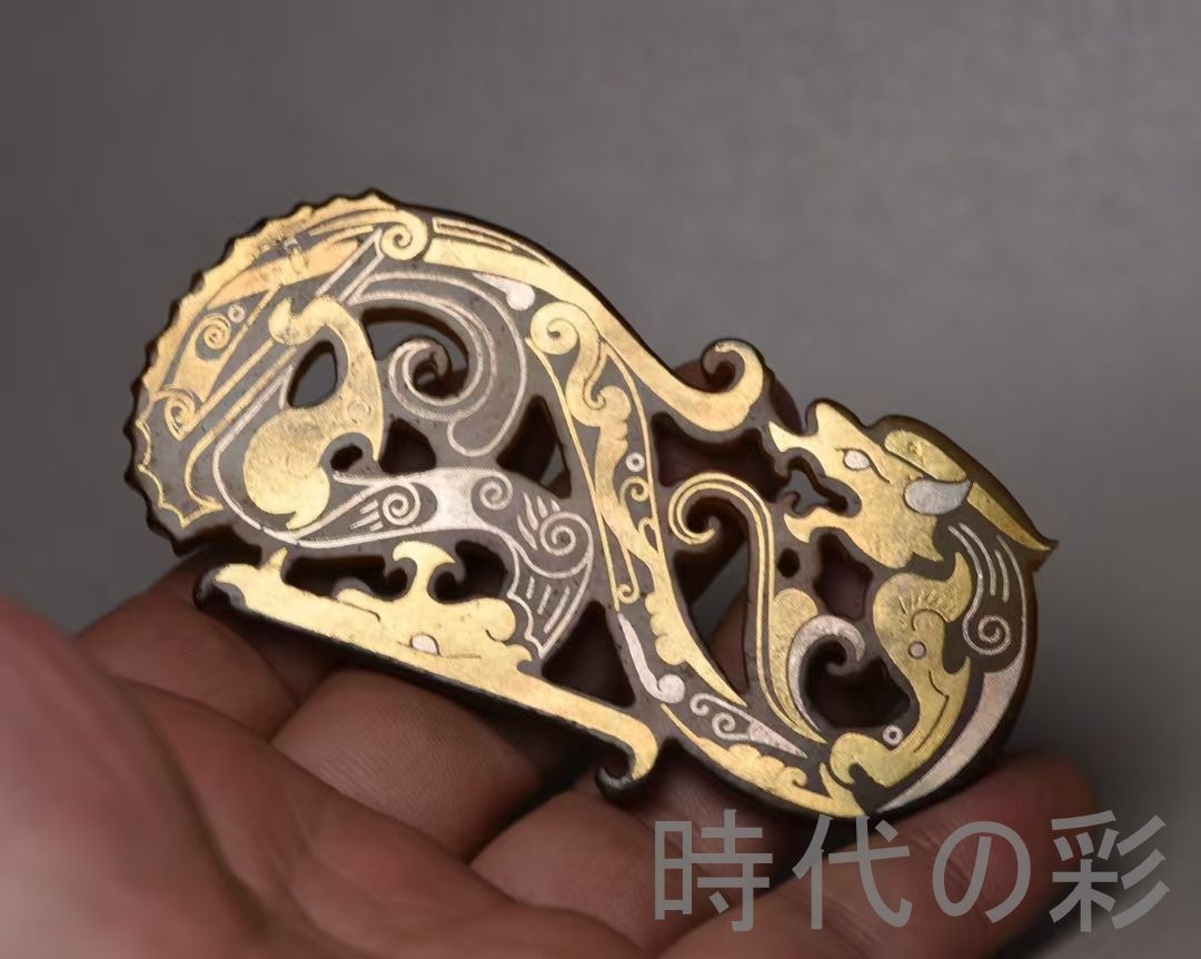 中国古美術『和田玉 描金龍牌 8.8cm』純手作り 原石 根付 時代物 白玉