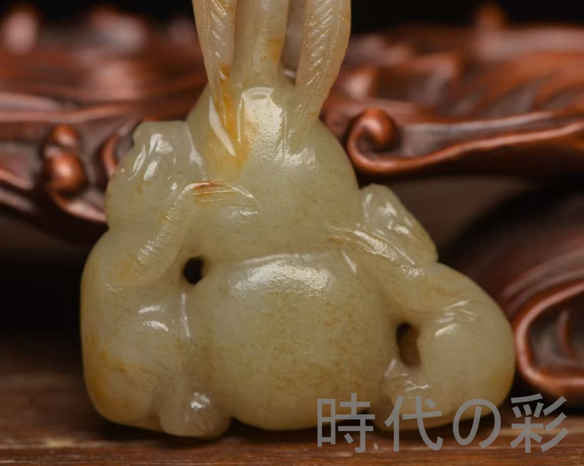 中国古美術『和田玉 葫芦彫刻細工 8.8cm』純手作り 原石 根付 時代物