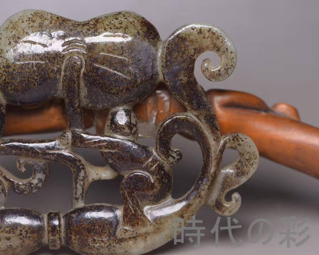 中国古美術『和田玉 持蓮童子 11cm』純手作り 原石 根付 時代物 白玉