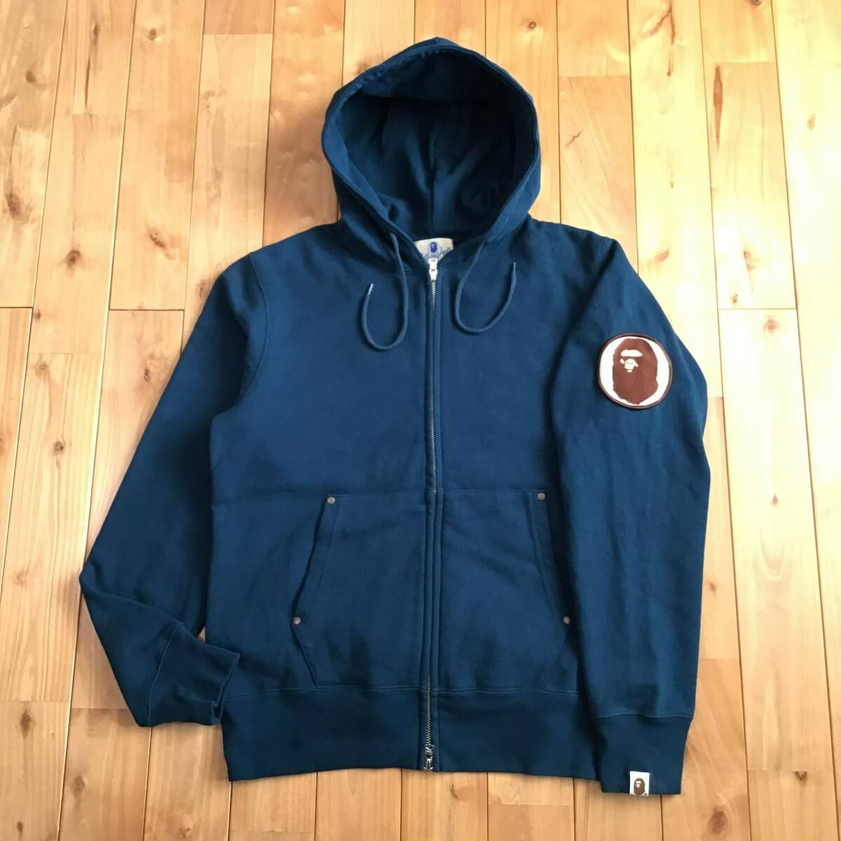 BAPE Champion 刺繍 ジップパーカー Mサイズ ネイビー a bathing ape
