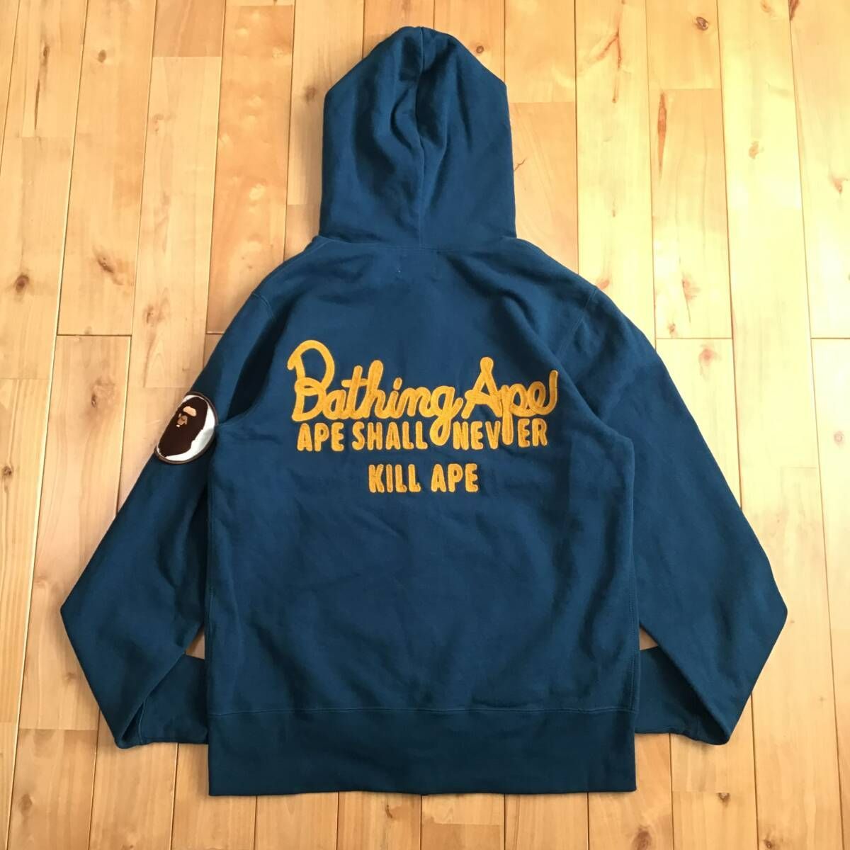 BAPE Champion 刺繍 ジップパーカー Mサイズ ネイビー a bathing ape 