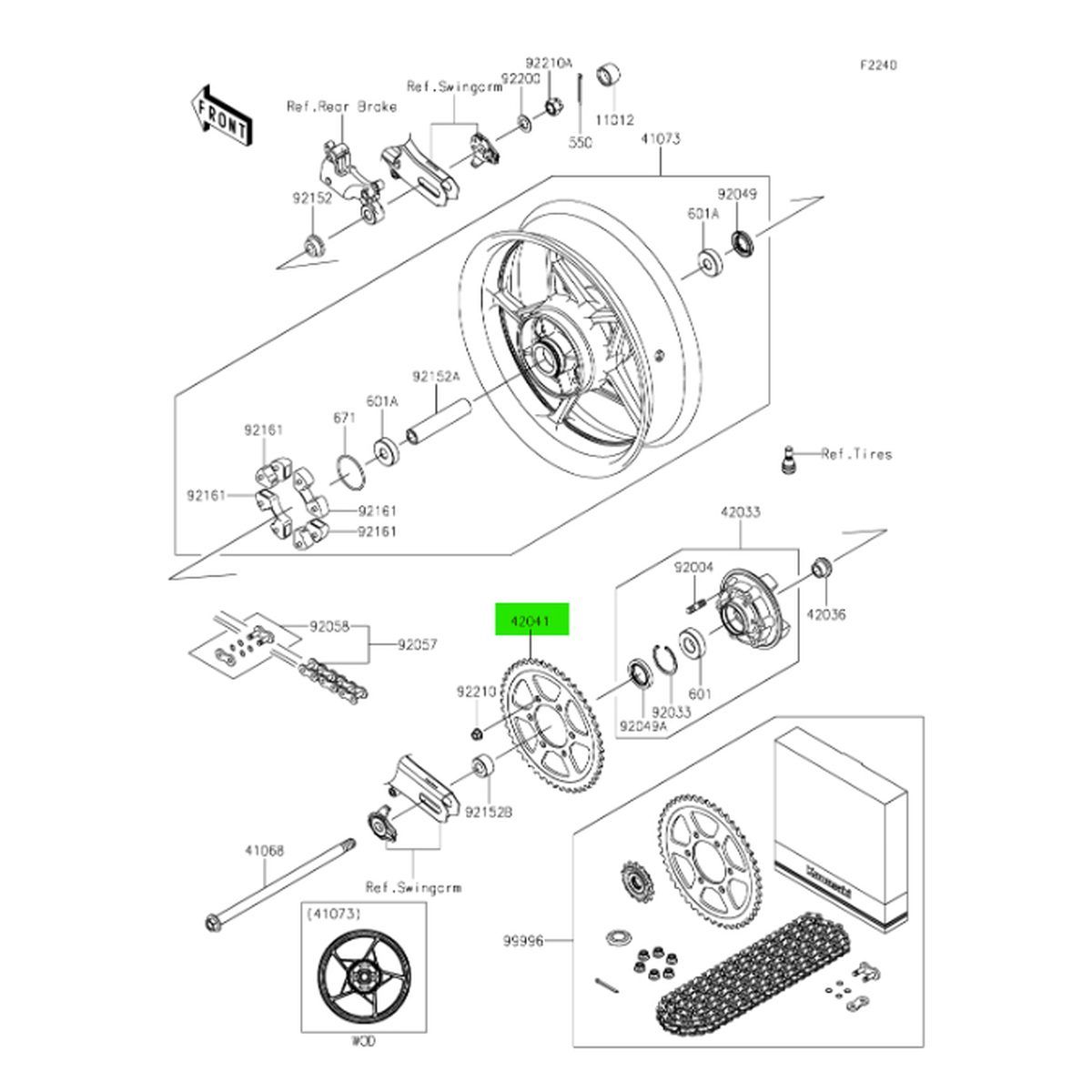 タイカワサキ純正 ニンジャ Ninja ZX-25R SE スプロケット ハブ 50T