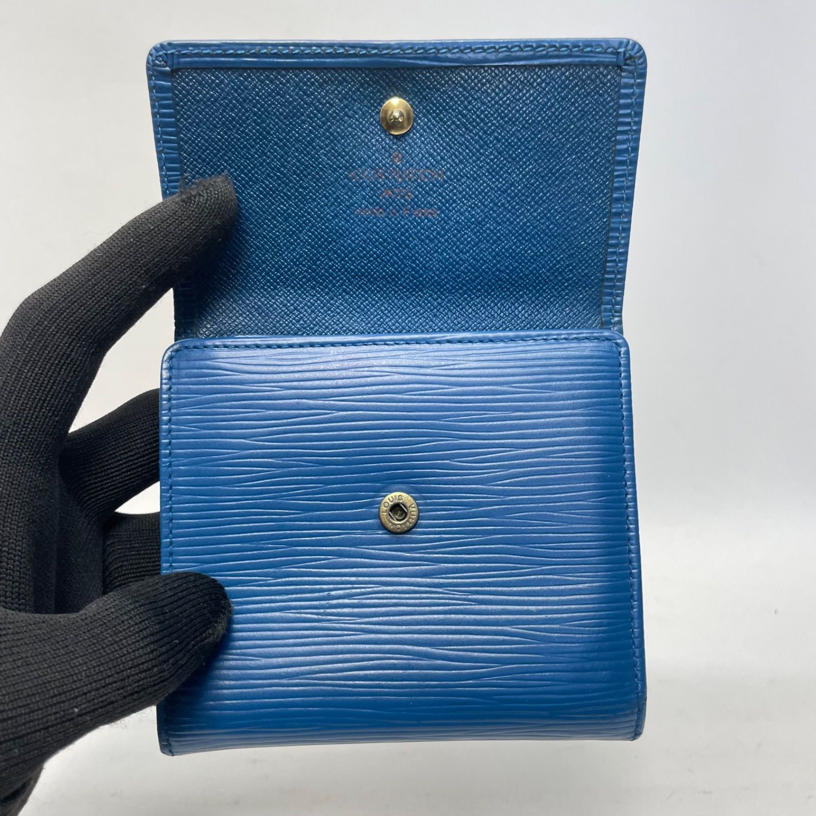2683 LOUIS VUITTON ルイヴィトン エピ ブルー 三つ折り財布 エリーズ