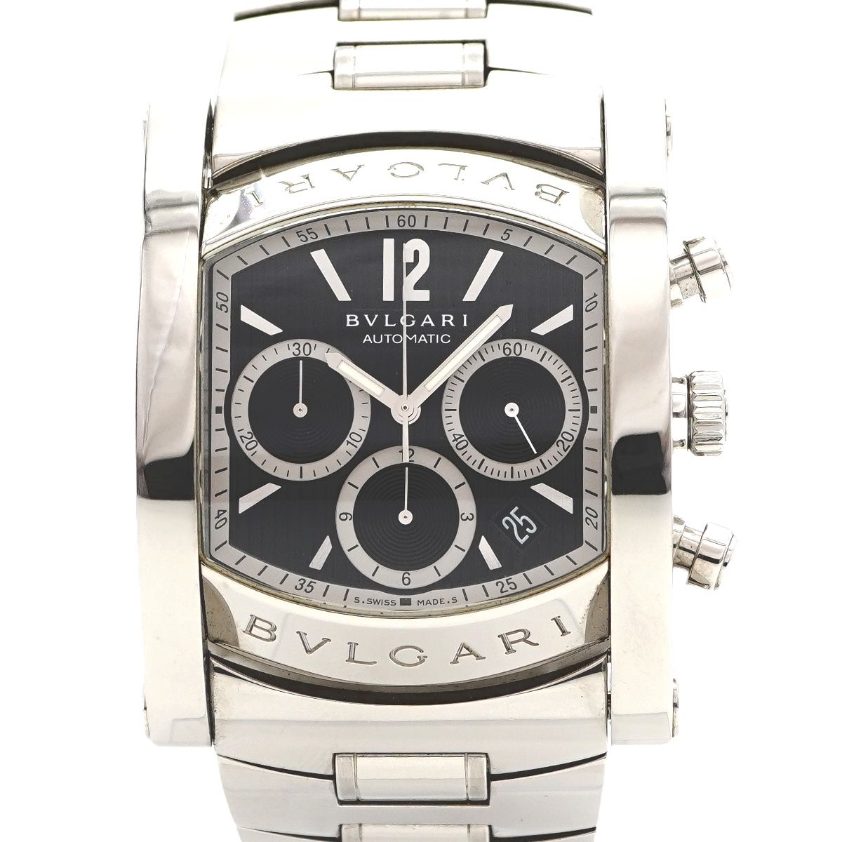 5 wwp 0013 ブルガリ アショーマ AA 48 SCH 黒文字盤 腕時計 メンズ