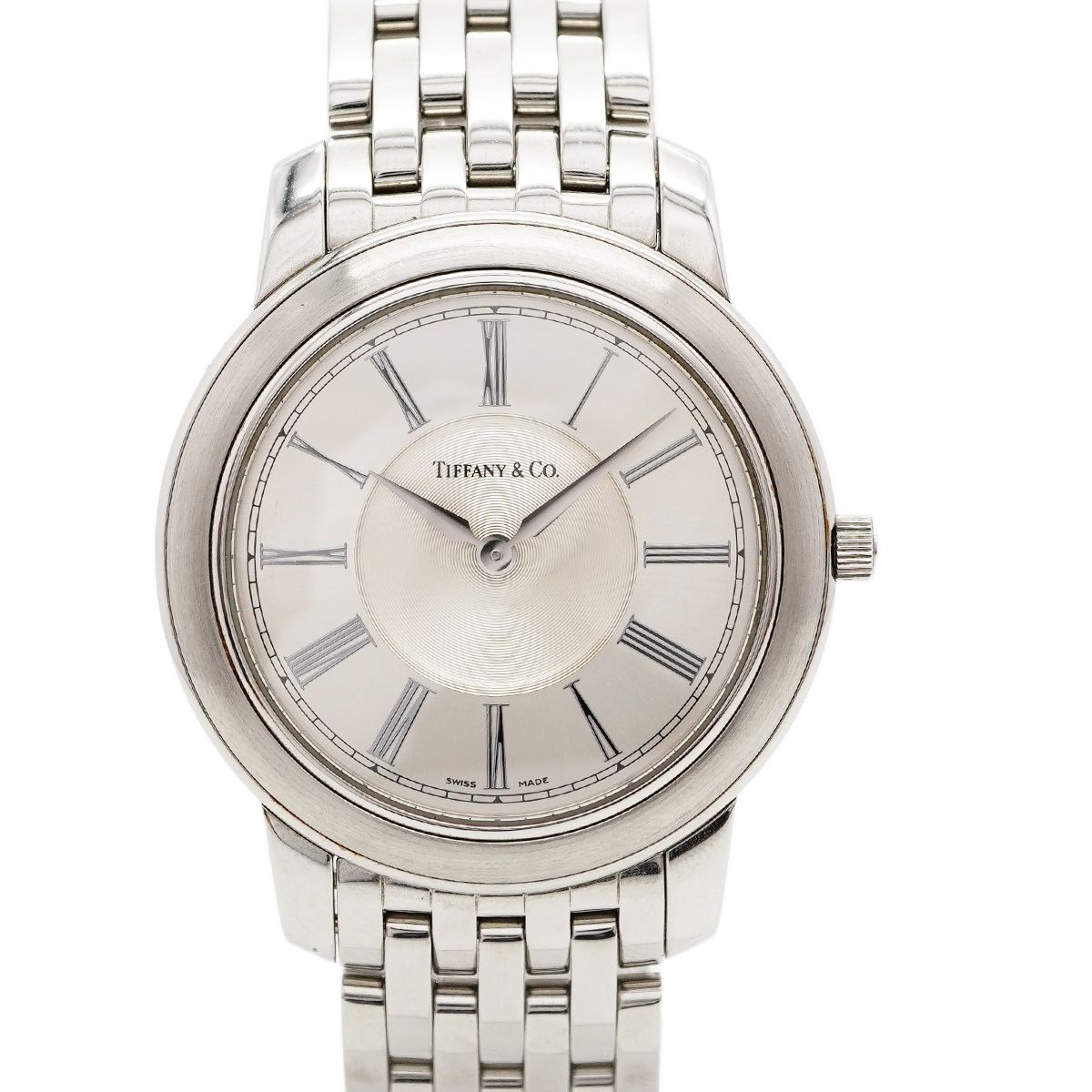 5 wwp 0031 ティファニー マークラウンド シルバー文字盤 腕時計 メンズ