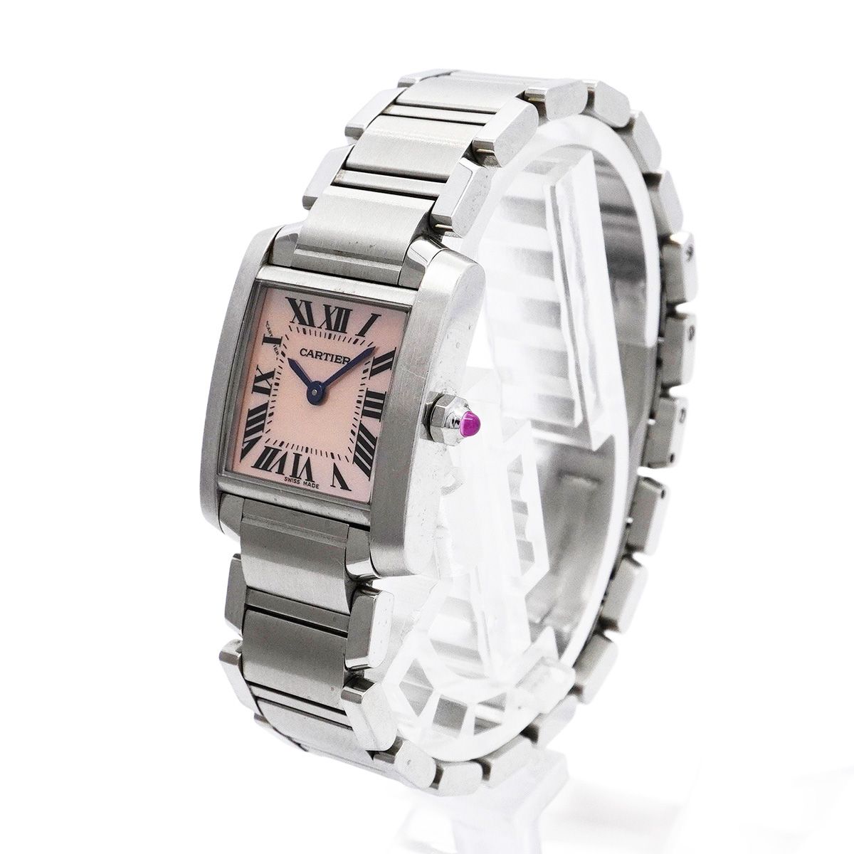5 wwp 0075 カルティエ タンクフランセーズ SM ピンク文字盤 腕時計 レディース