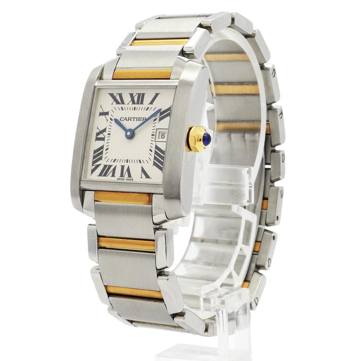 5 wwp 0079 カルティエ タンクフランセーズ MM コンビ アイボリー文字盤 腕時計 メンズ レディース ユニセックス