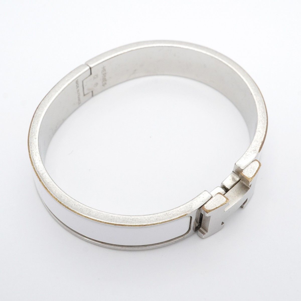 【HERMES 】エルメス バングル クリッククラックPMシルバー ホワイトPM 5jpb0045】エルメス バングル クリッククラックPM メタル シルバー