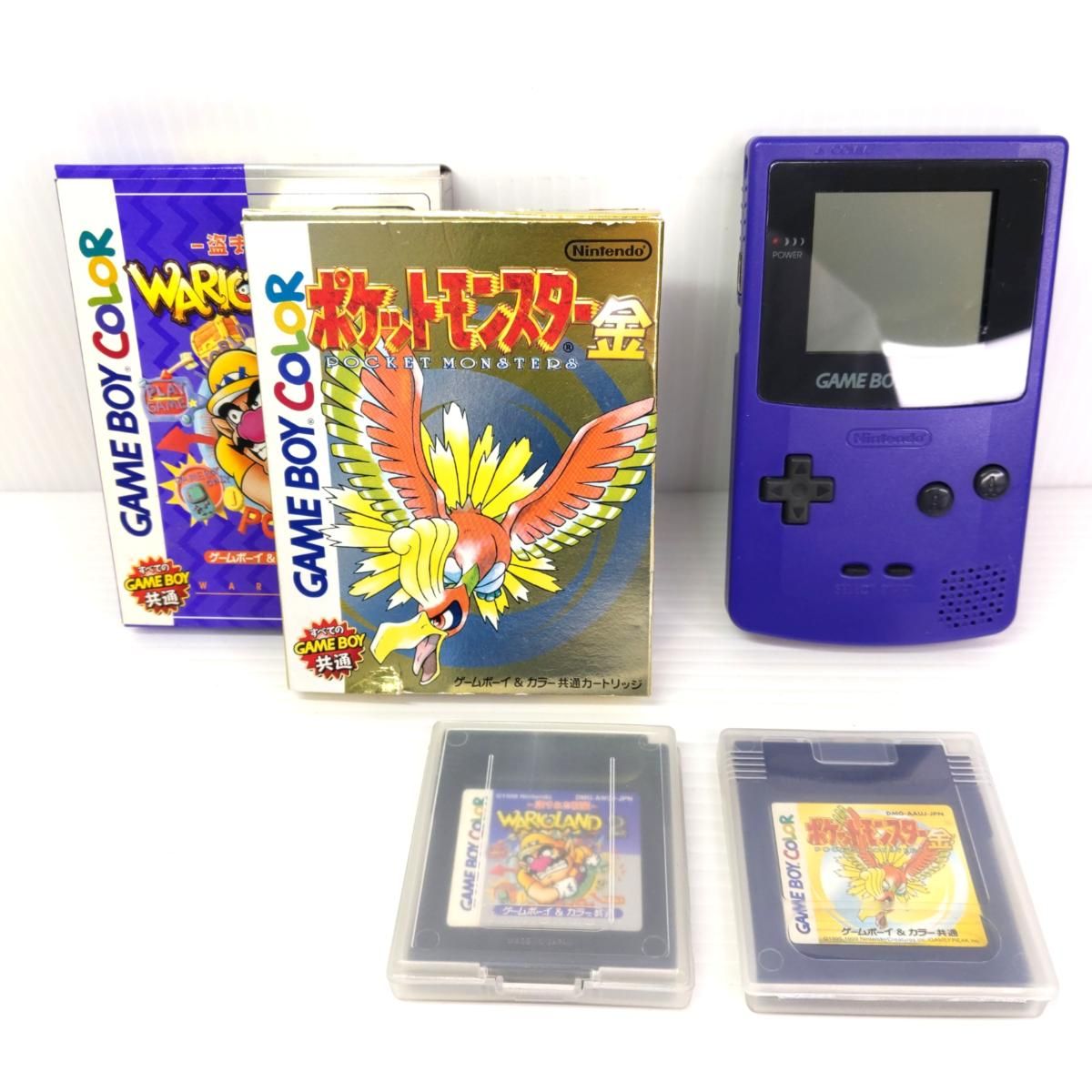 中古品】任天堂 ゲームボーイカラー カセット2つセット ネイビー〇YR