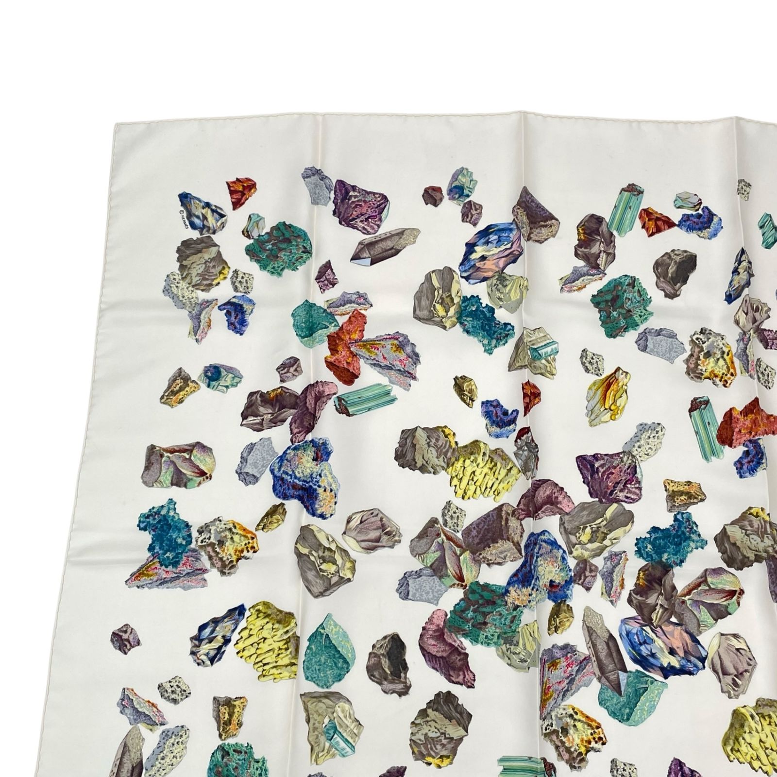 極美品 HERMES エルメス スカーフ カレ90 シルク 鉱物 mineraux