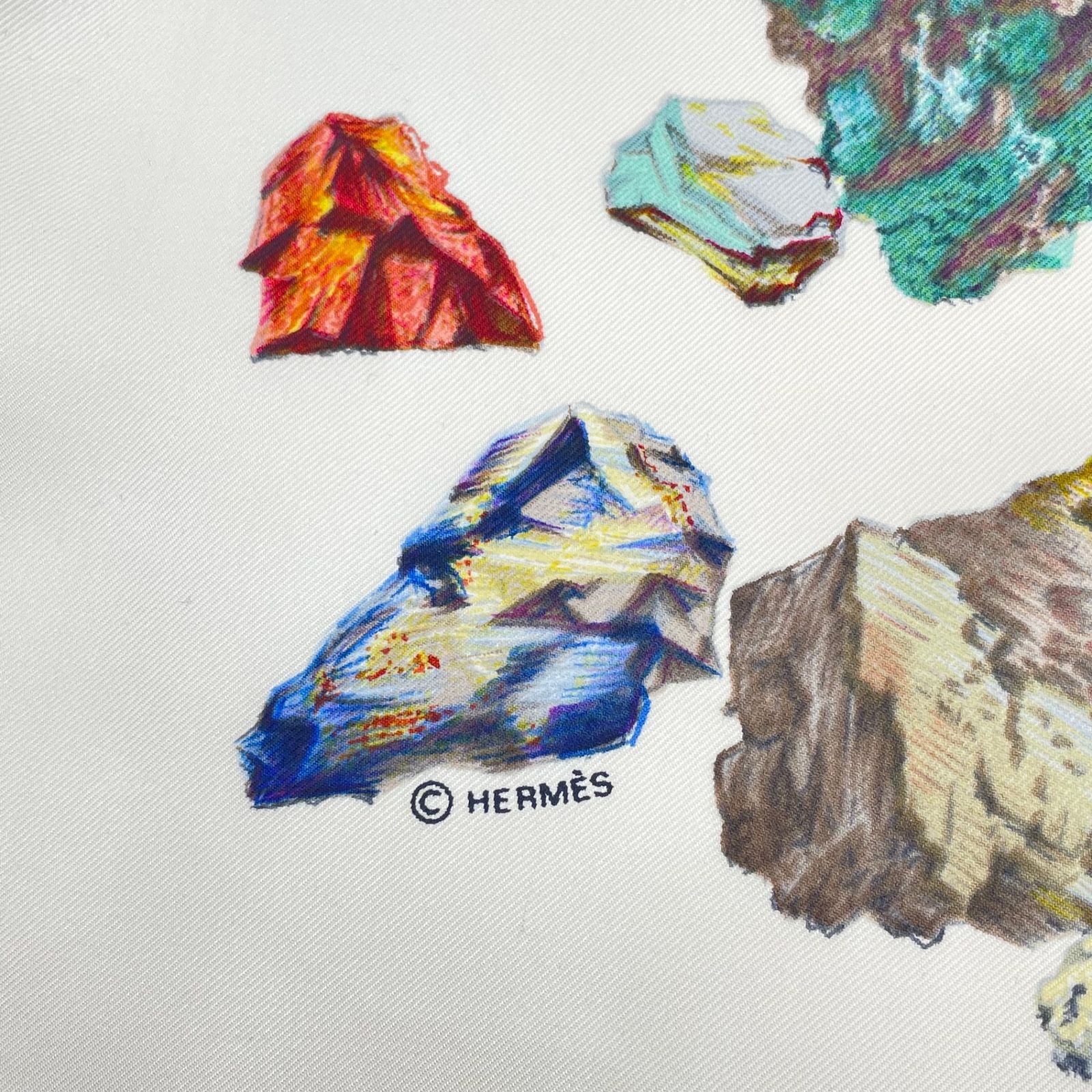 極美品 HERMES エルメス スカーフ カレ90 シルク 鉱物 mineraux