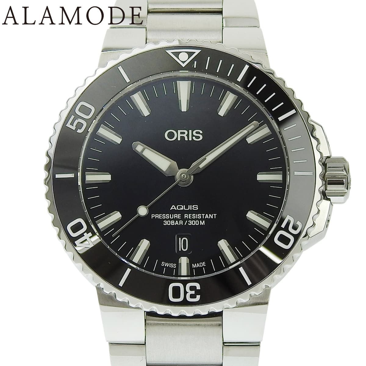 オリス アクイス デイト 733 7730 4134 07 SS ブラック 自動巻き メンズ アラモード