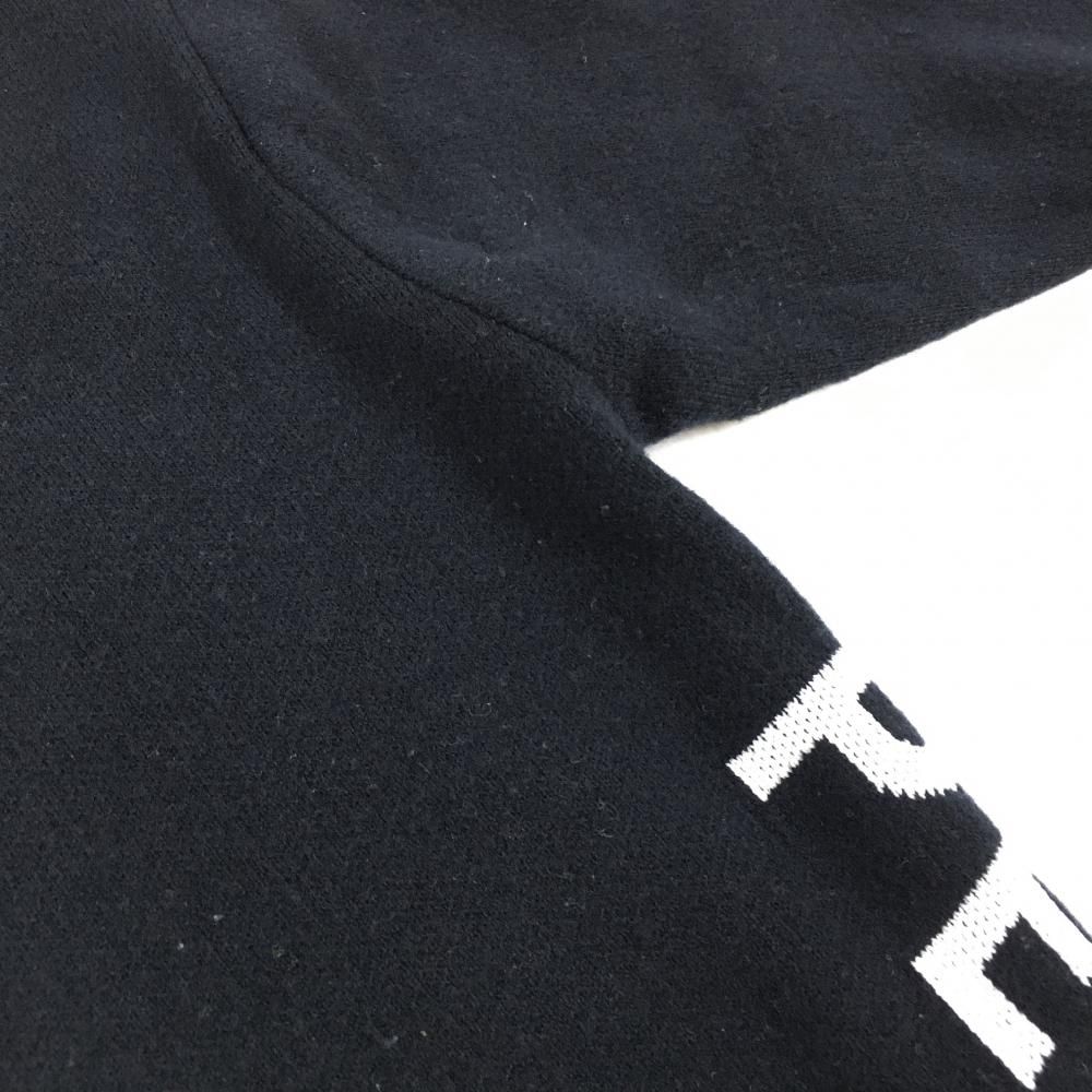 パーリーゲイツ ニットワンピース ネイビー×白 フード付 ウール混