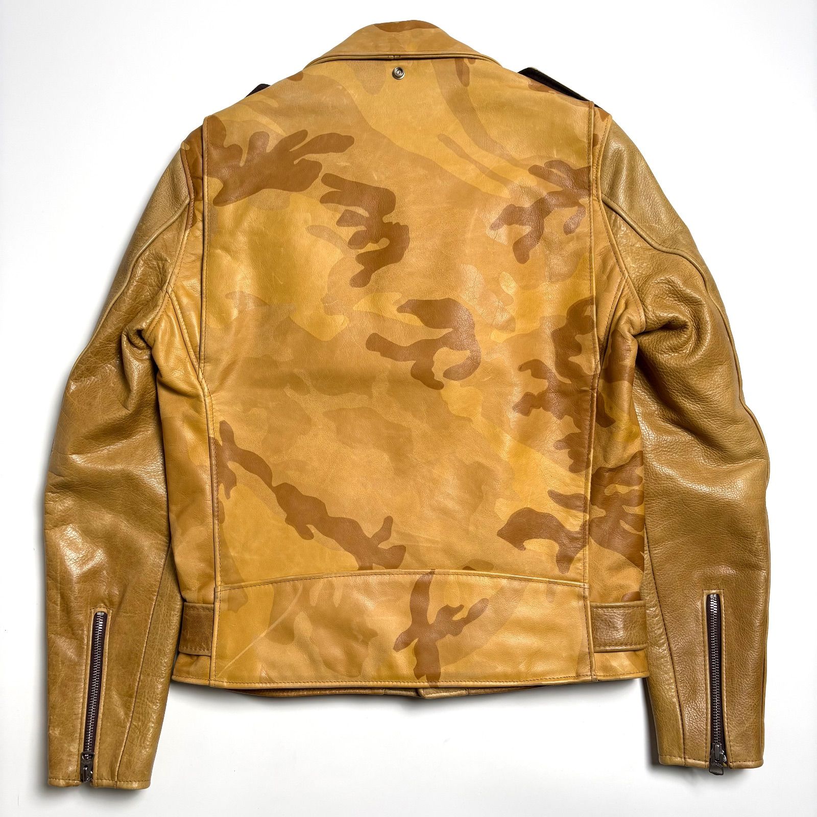 【米国製】Schott レザージャケット 38 フライトジャケット キャメル 米国製】Schott レザー ライダースジャケット 迷彩 キャメル系