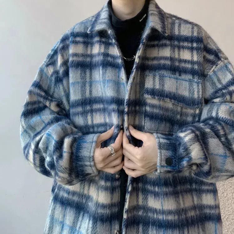シャツジャケット チェック柄 メンズ ネルシャツ 起毛 厚手 アウター