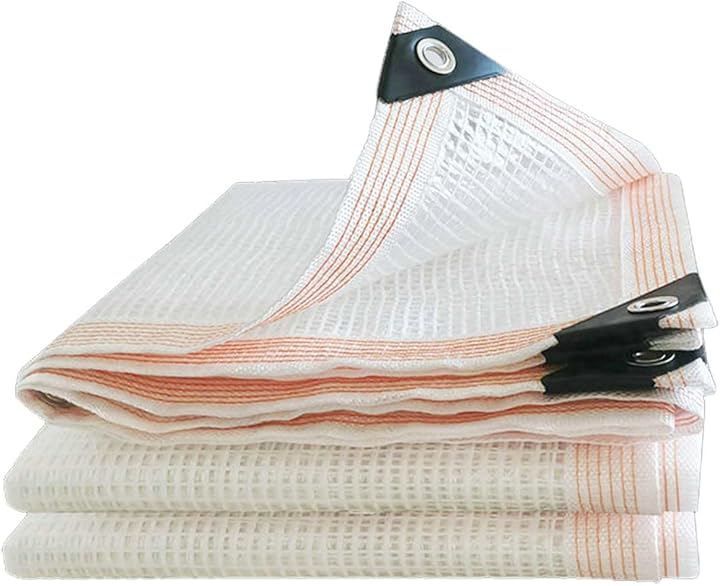 YEZOND 防水シート 屋外 屋根 厚手 ビニールシート 両面防水 防雨 防風 多肉 植物 猫犬ペットを守ります 内蔵メッシュ繊維強化ロープた HDPE製 透明なグリッド 4 Mx 6 M