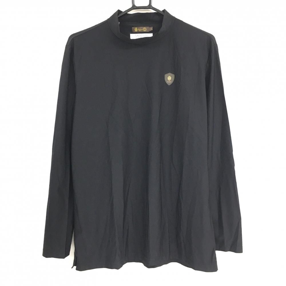 超美品】フェリージゴルフ×CANCLINI 長袖ハイネックシャツ 黒 人工皮革