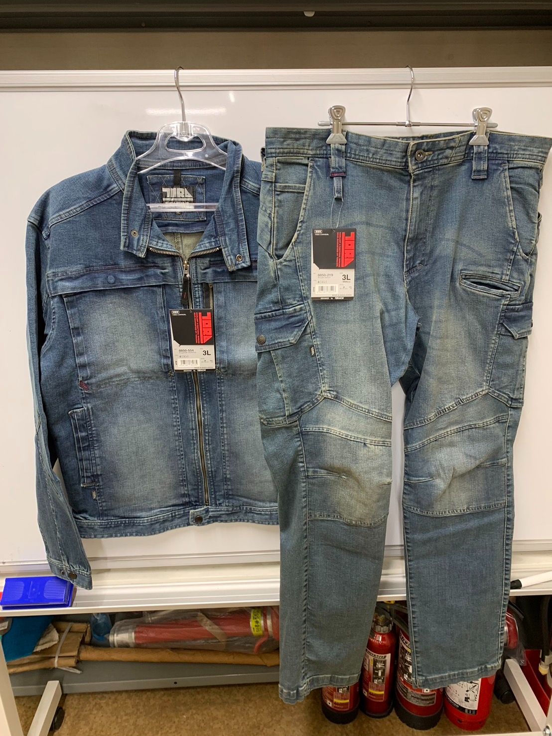 寅壱 8850 554 デニムライダースジャケット 219 デニムカーゴパンツ 4 コン 作業服 作業着 作業ブルゾン 作業ズボン