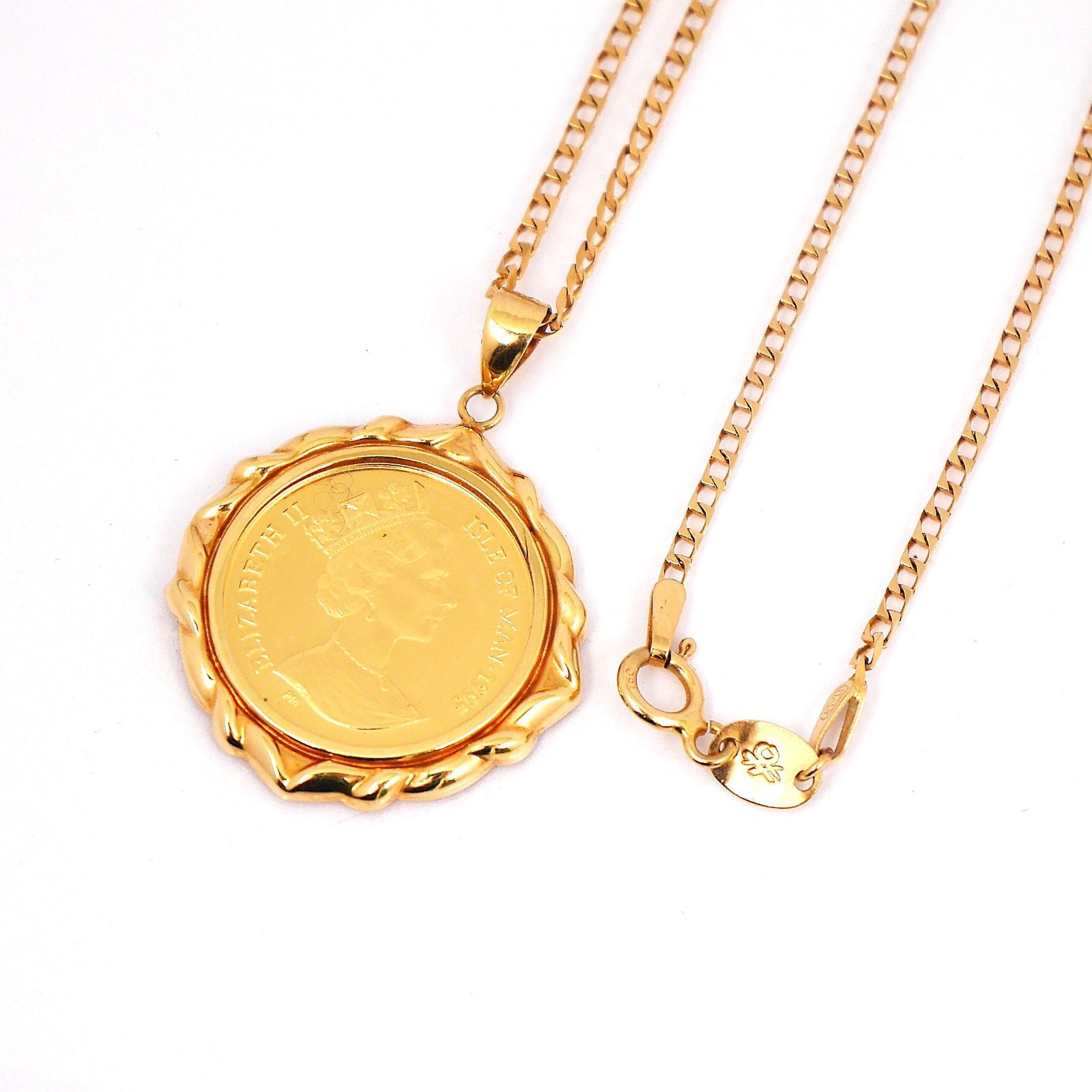 純金 K 24 マン島キャットコイン 1 10オンス 18枠 18チェーンネックレス 総重量7.4