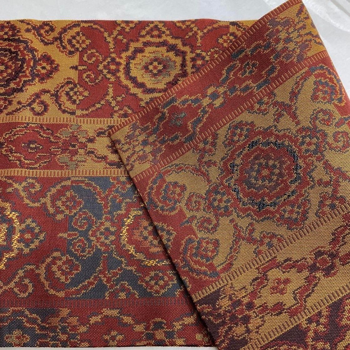 ●kimonoarisa●♥同然●最 西陣織正絹手織り●正絹●長尺●半幅帯半巾帯小袋帯●389㎝●着物帯小紋普段着半幅帯