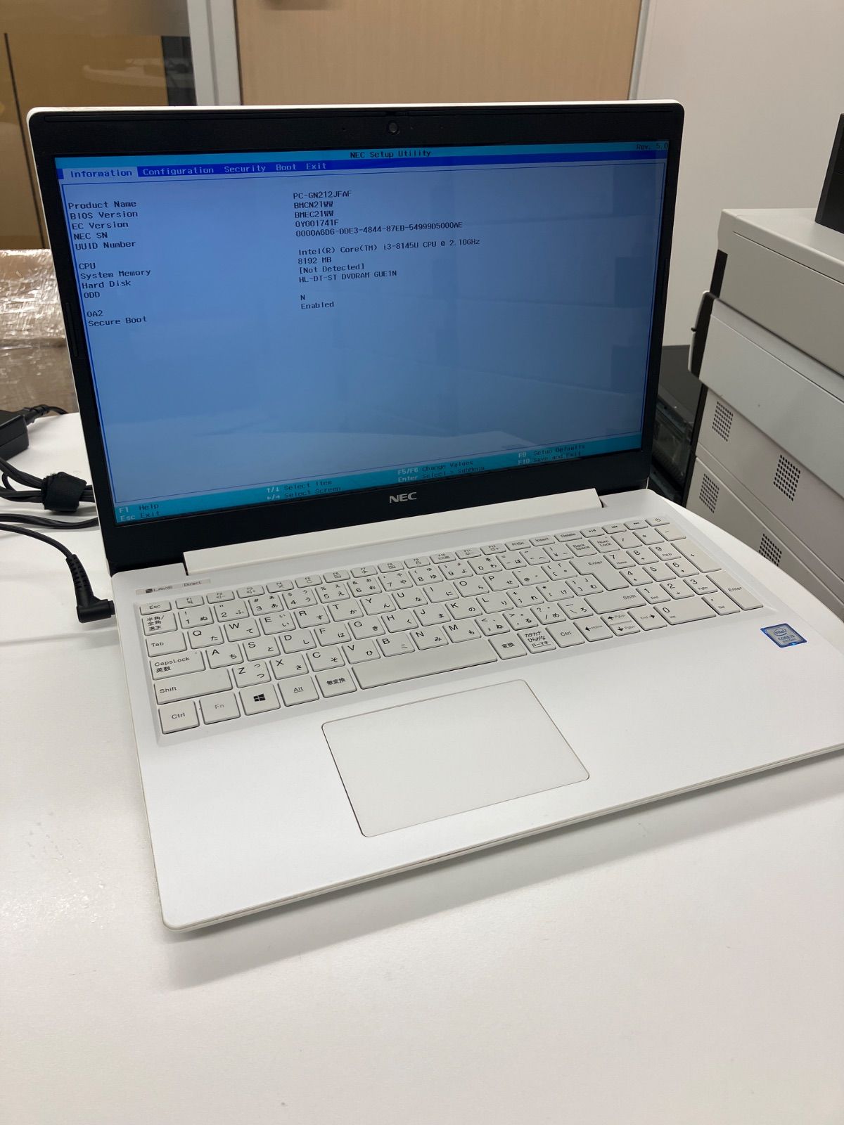 ジャンク NEC PC-GN212JFAF 第8世代 Core i3-81459U @2.10GHz ノートPC