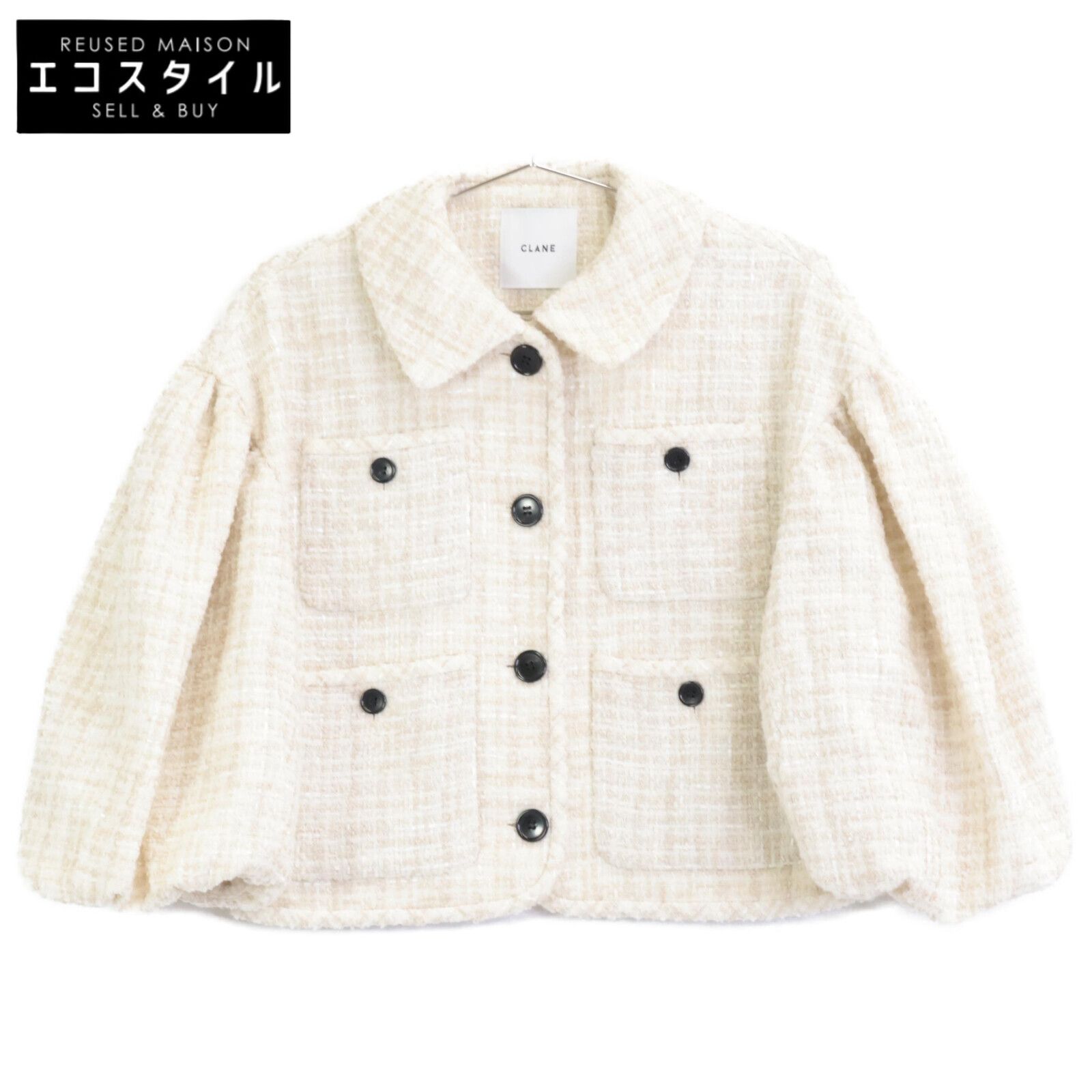 CLANE クラネ 15103-0402 mix 良い tweed puffsleeve jacket 1