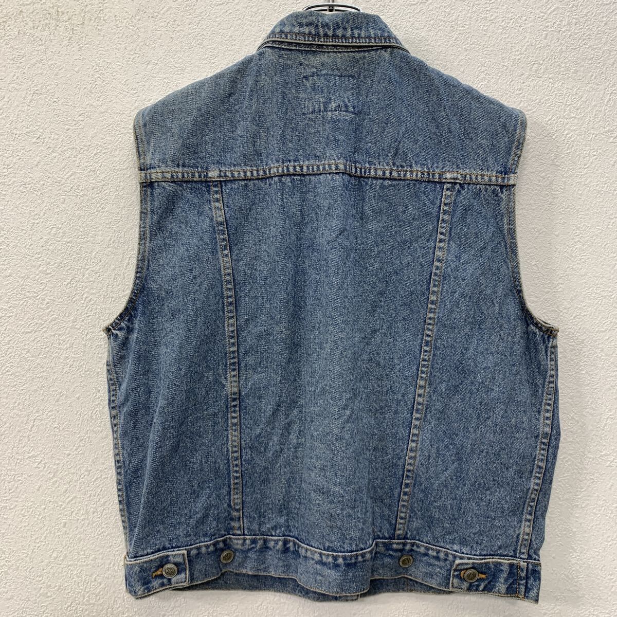 PS Gitano デニムベスト L ブルー コットン100% ボタン 胸ポケット