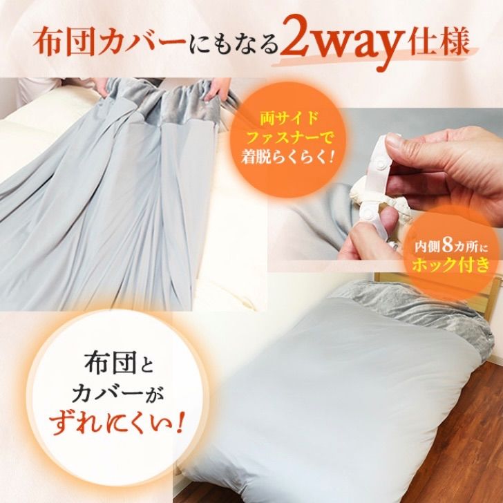 5層毛布&敷パッド オールインワン2点セット シングルサイズ ネイビー