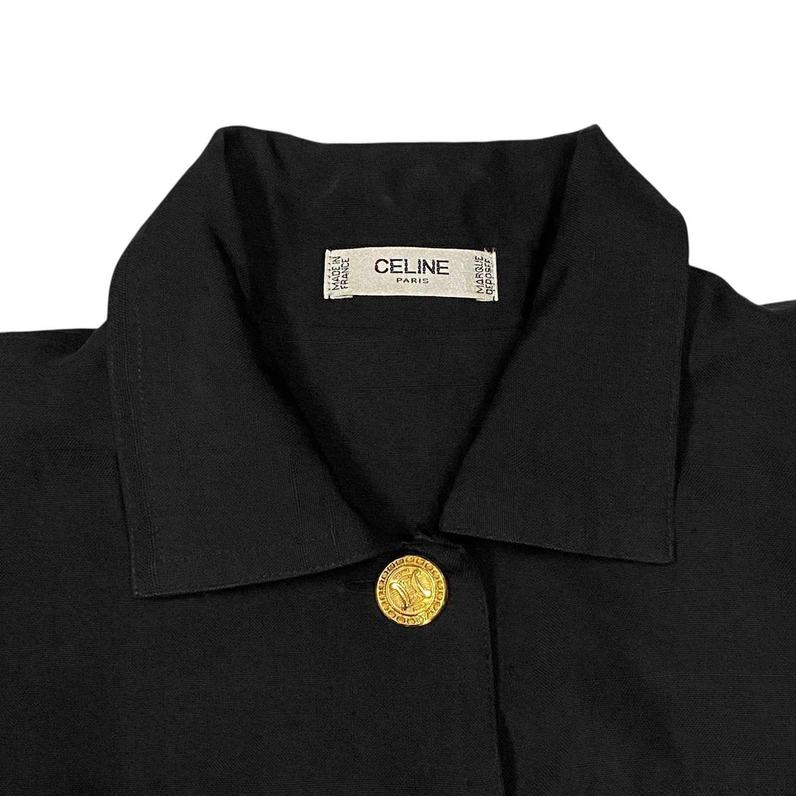 希少 CELINE セリーヌ シルク100% シャツワンピース トリオンフ ロゴ