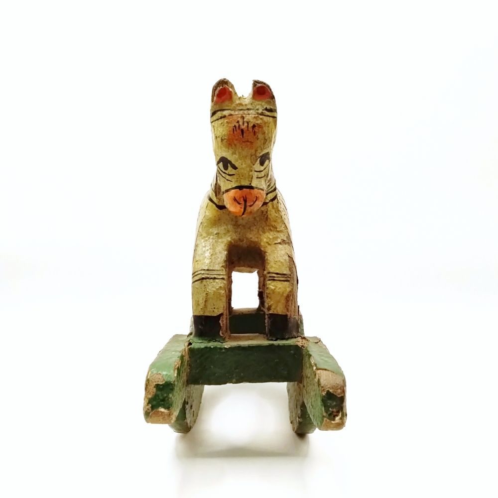 インド ヴィンテージ 木馬 1940-1970年代 木に彩色 馬のオブジェ 玩具