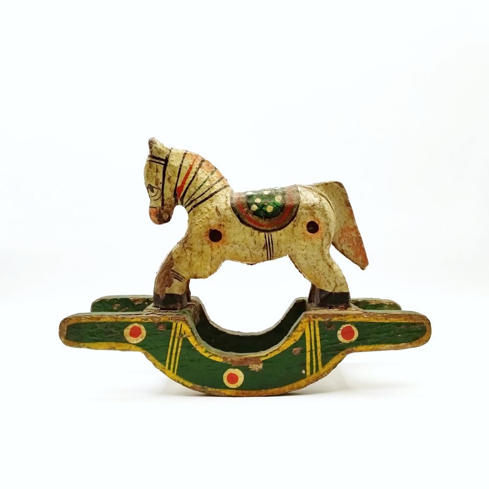 古い 木の 馬 古道具 アンティーク オブジェ インド ヴィンテージ 木馬 1940-1970年代 木に彩色 馬のオブジェ 玩具