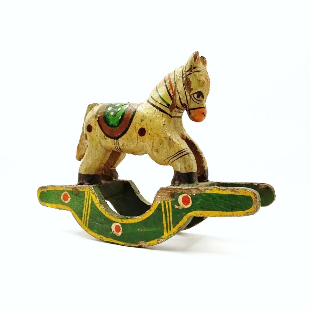 古い 木の 馬 古道具 アンティーク オブジェ インド ヴィンテージ 木馬 1940-1970年代 木に彩色 馬のオブジェ 玩具