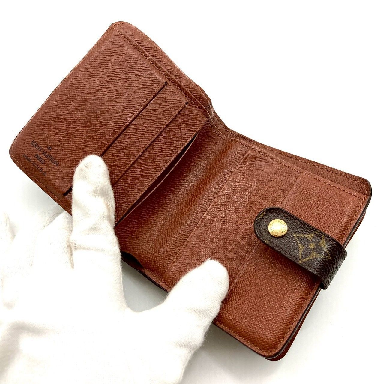 ルイヴィトン モノグラム コンパクトジップ ブラウン 二つ折り財布
