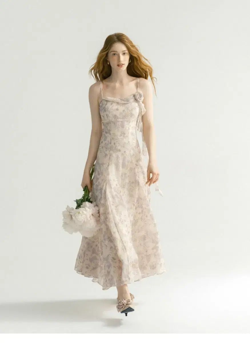 Sサイズ Since Then パープル フローラル ロング丈ワンピース リゾート シフォン ドレス