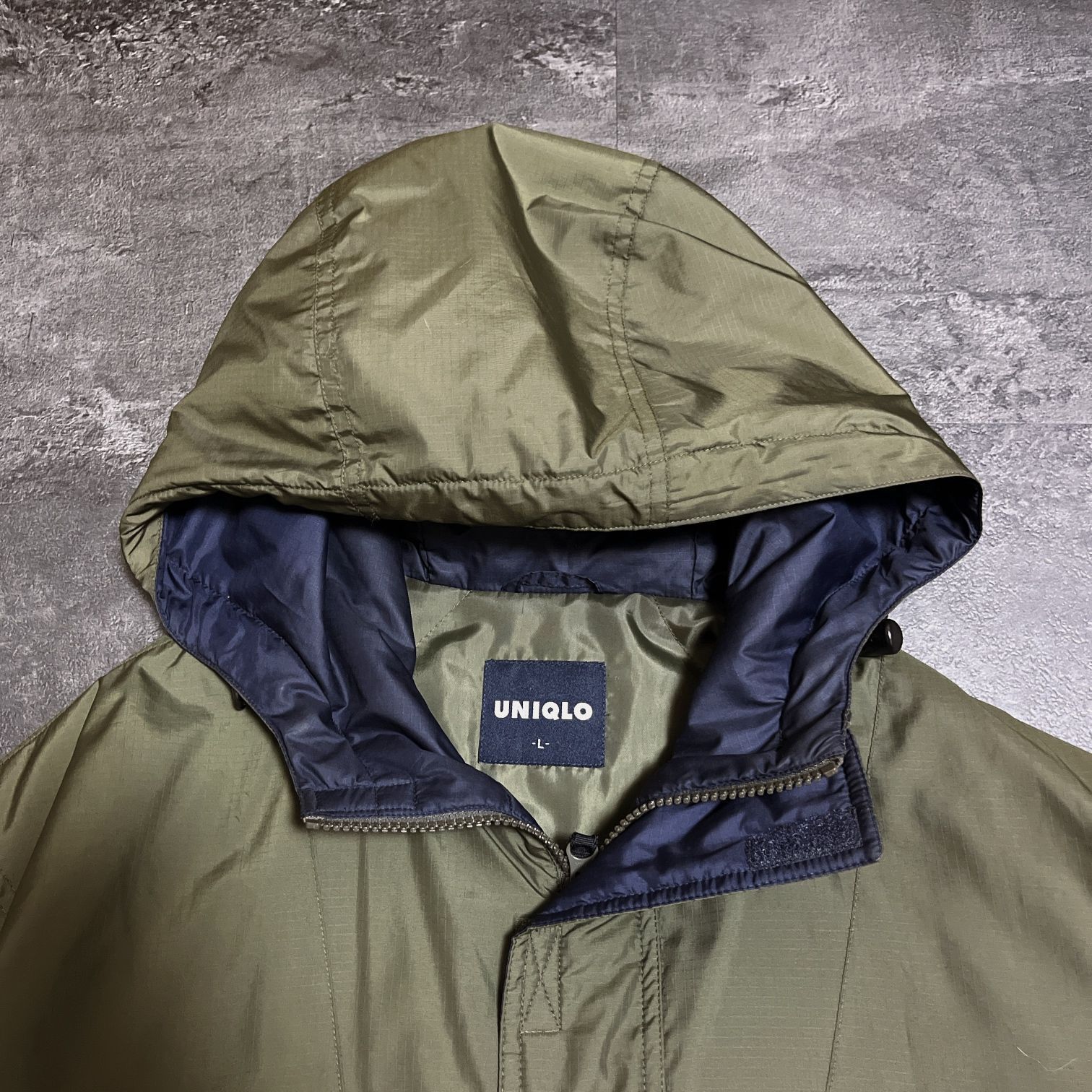 90s Vintage UNIQLO Padded Half Zip Anorak Parka Men's L Navy Tag
